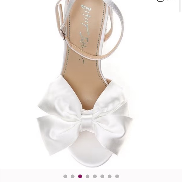Betsey Johnson Maddy Sandals Heels 8 Satin Bow Rhinestone Crystals Bling - Picture 4 of 11